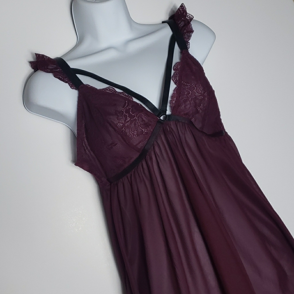 New Torrid Sheer Baby Doll Burgundy